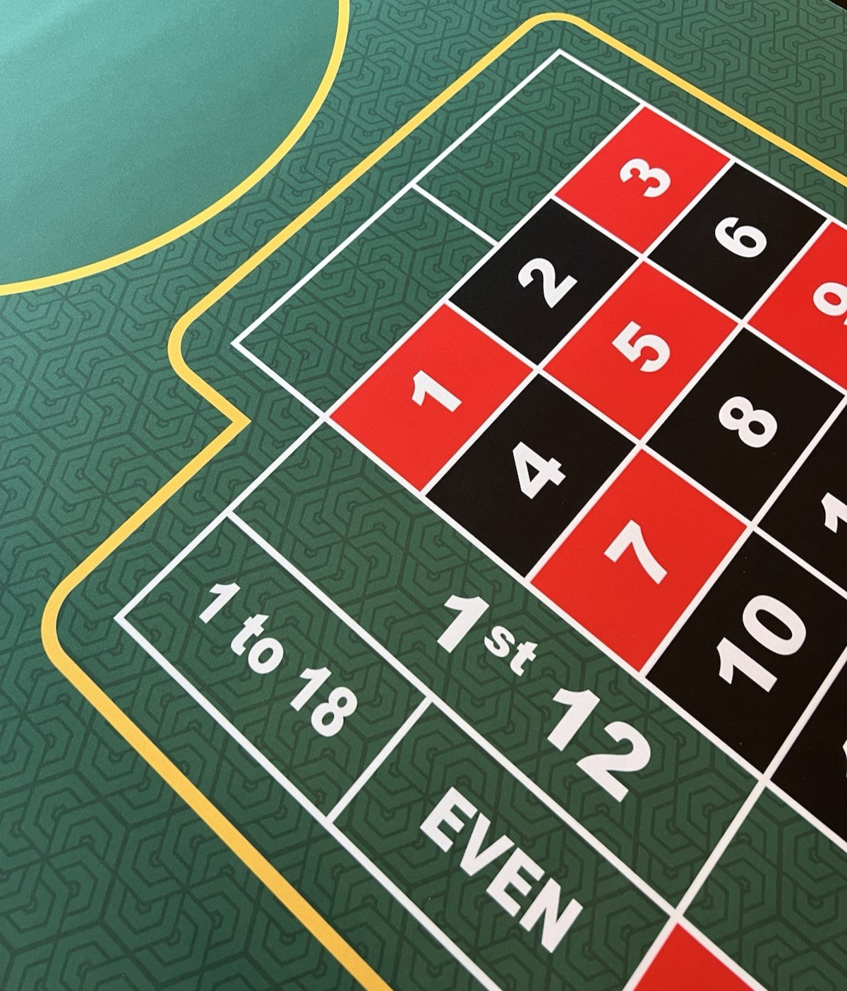 Feltectors Custom Made No Zero Roulette Table Neoprene Mat 73x31.5" w/ Carry Bag