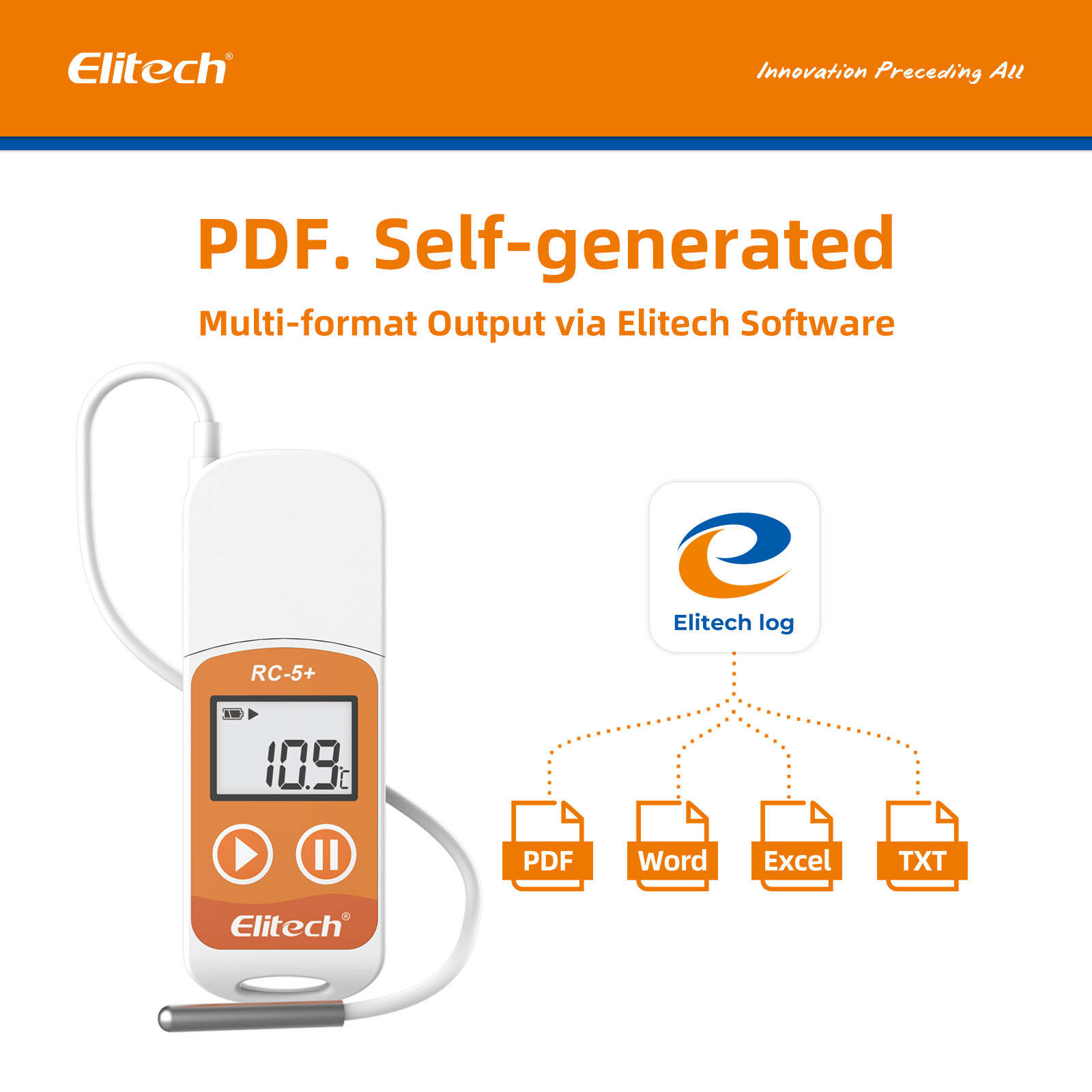 Elitech RC-5+ TE PDF USB Temperature Data Logger Reusable Temperature Recorder