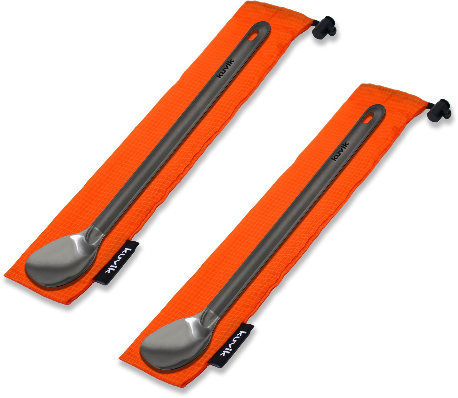 Kuvik Titanium Spoon 2-Pack Camping Utensil, Orange, New