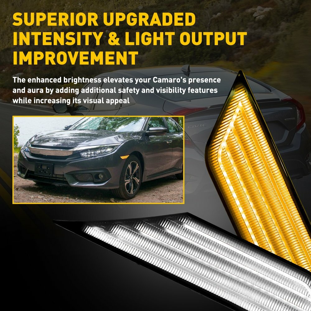 Switchback Sequential Turn Signal LED Side Marker Light For Honda Civic Lamp HUS