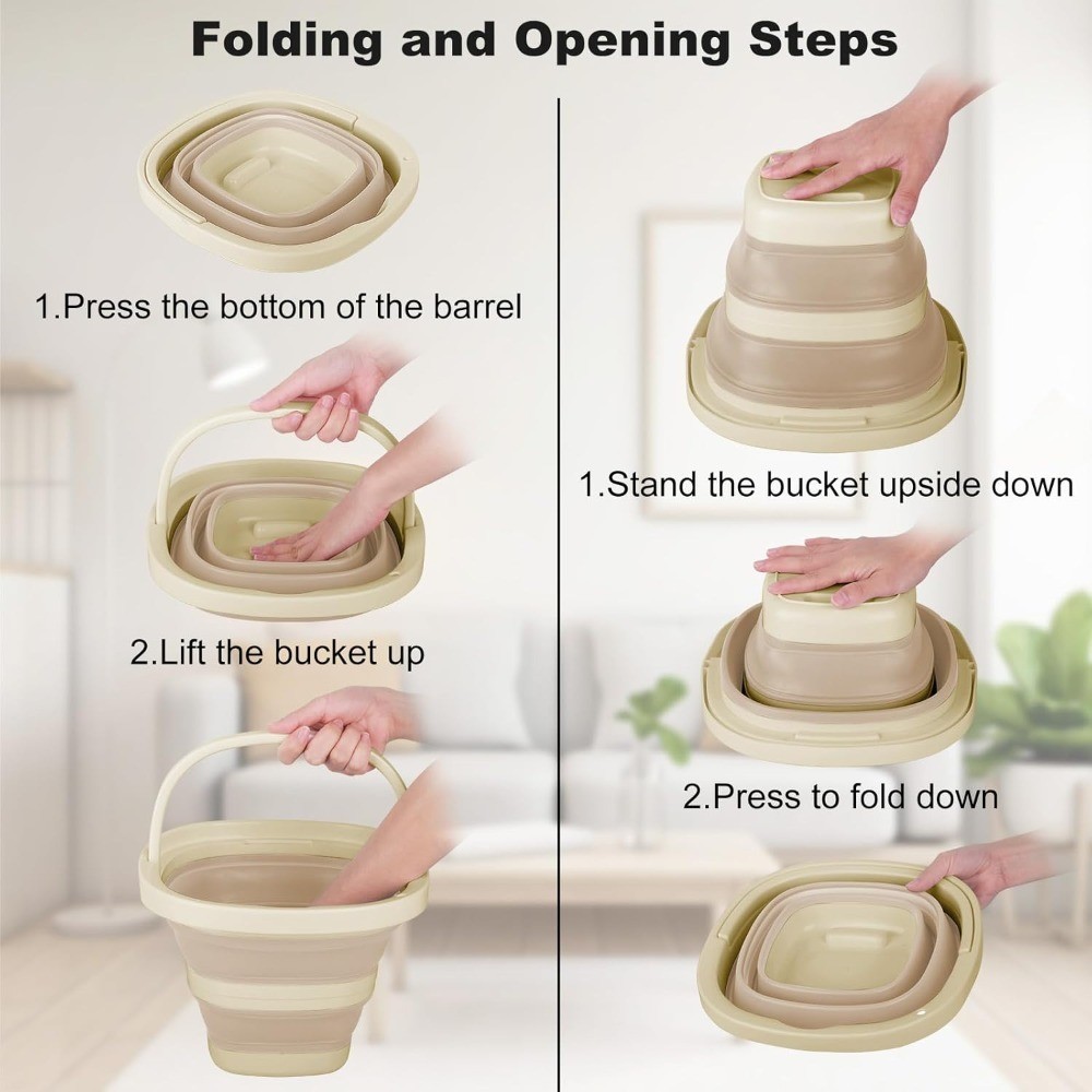 Collapsible Bucket with Handle Foldable Plastic Tub for Washing Mop Car Dog