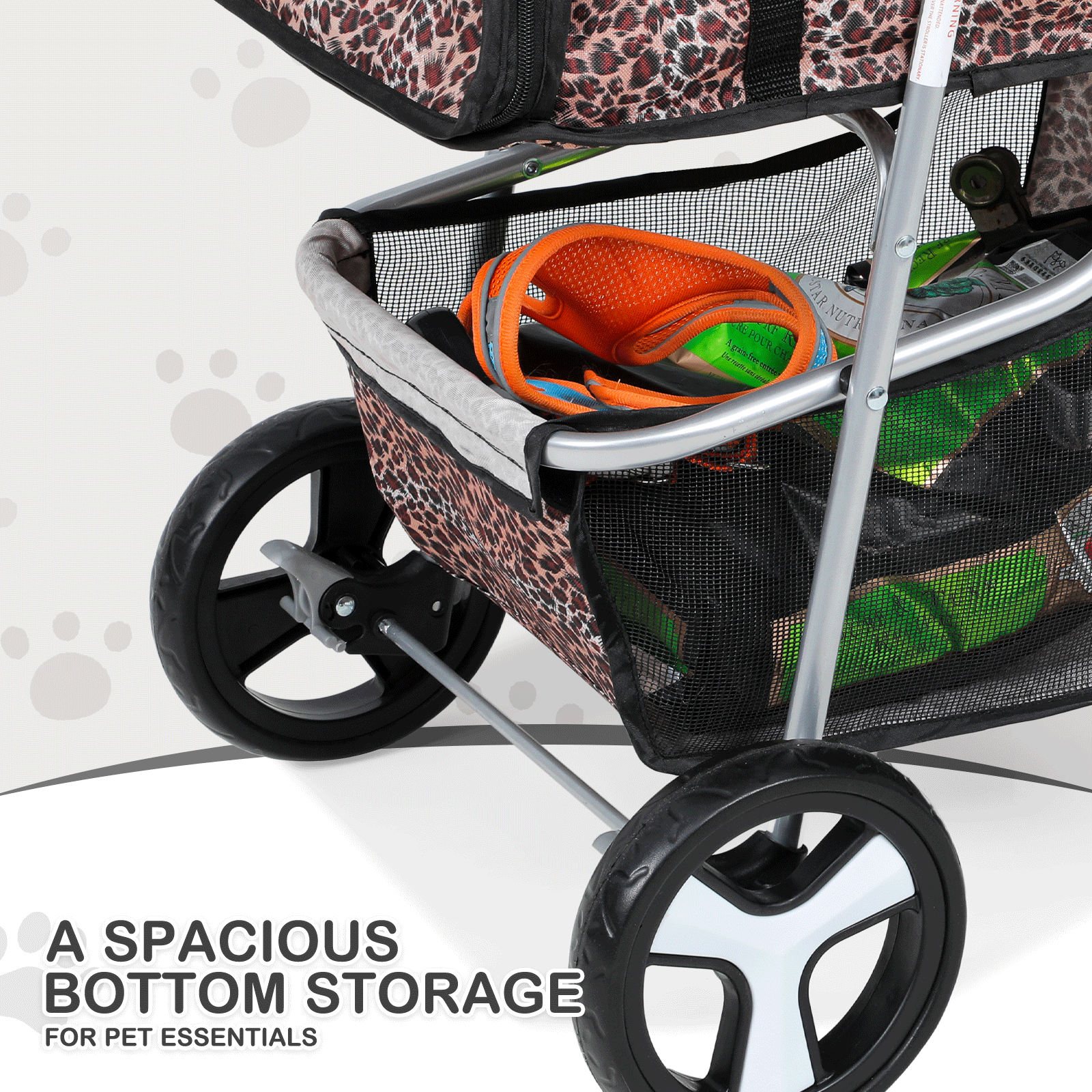 Portable Pet Dog Stroller Foldable 3 Wheels Puppy Travel Carrier Cart+Cup Holder