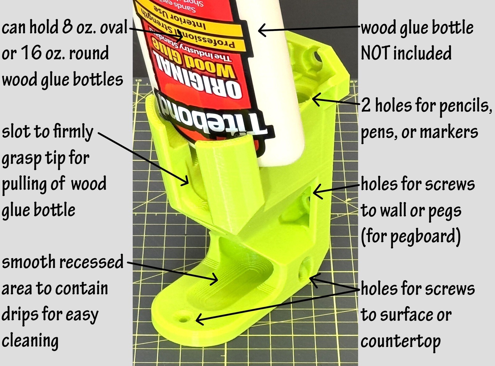 Holder For Wood Glue Bottle Holds With Tip Down. Garage Shop Woodworking Crafts