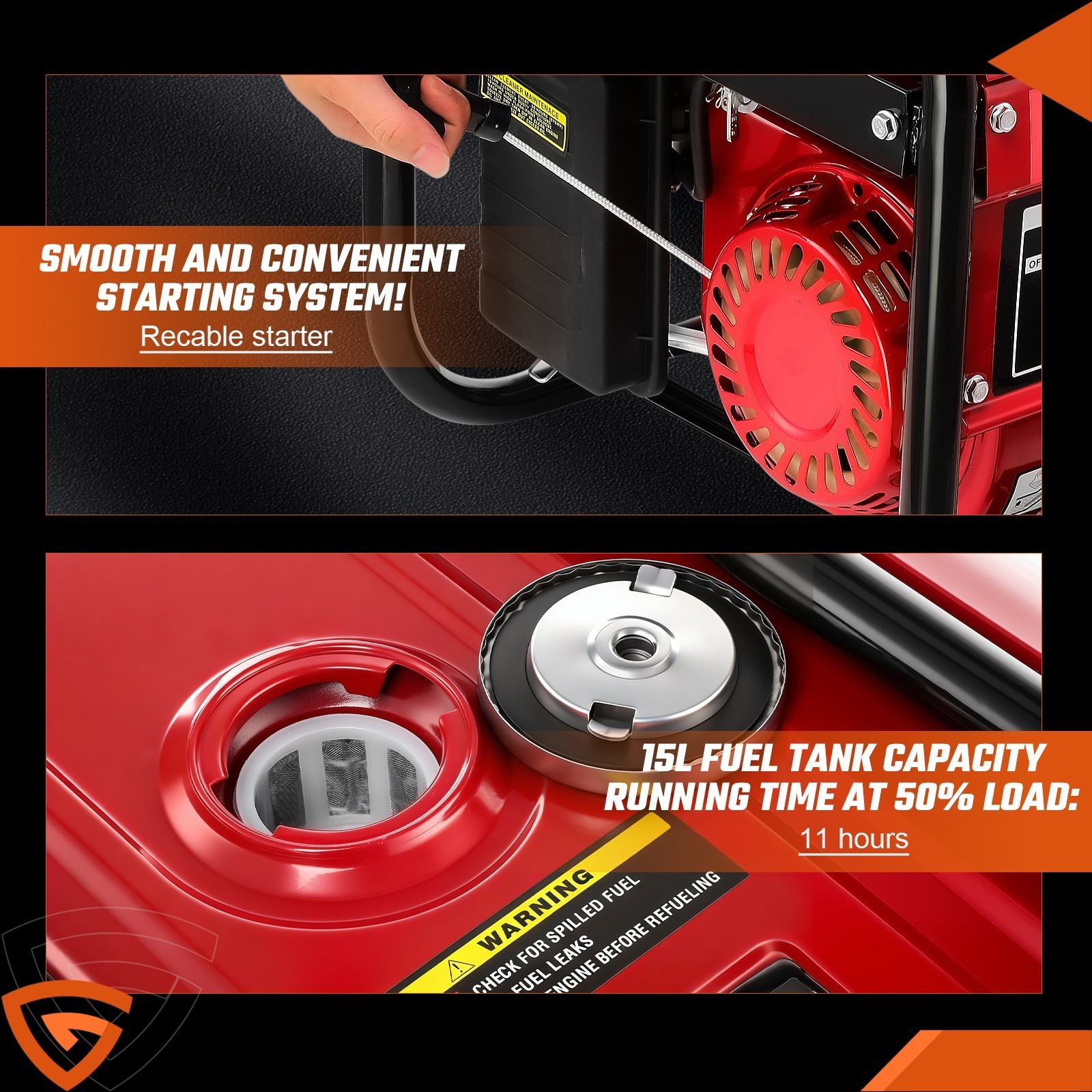 5000W Portable Generator Gas Powered 4 Stroke for Home Backup Construction