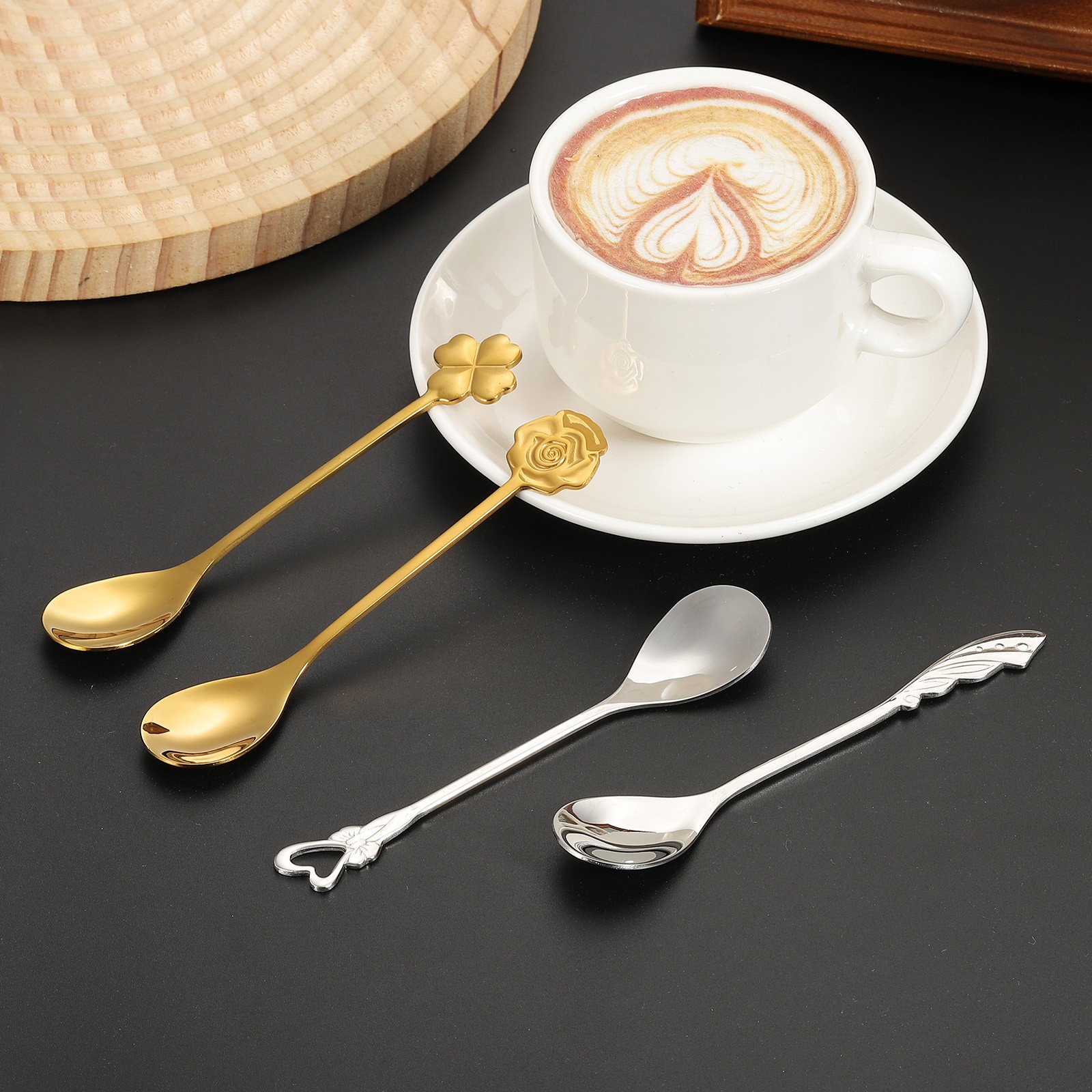 4pcs Coffee Spoons, Wings Tea Spoons Stainless Steel, Silver