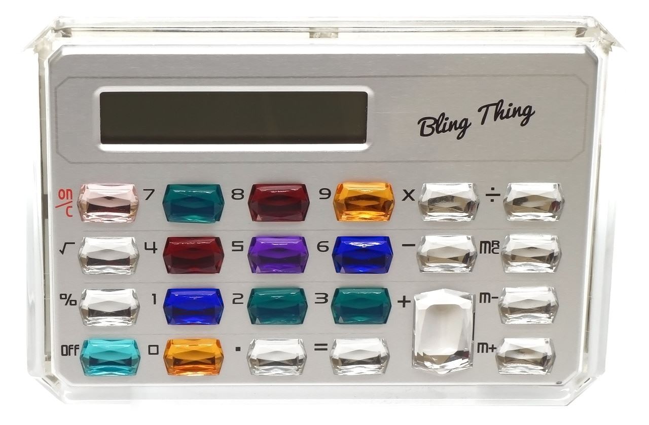 Speert Gemstone Calculator 2 COLOR CHOICES Crystal Buttons Blue Red Purple Pink