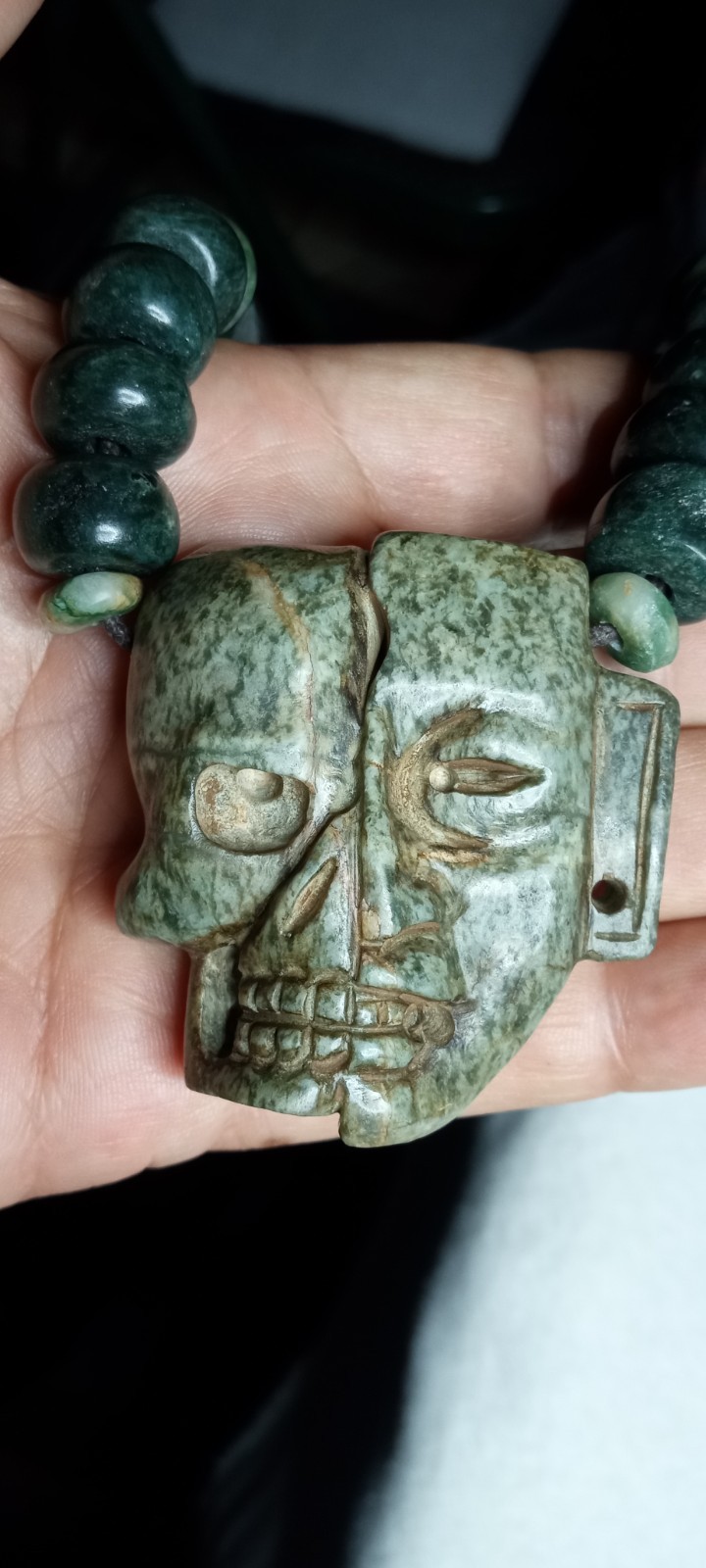 Aztec Modern Precolombian Life and Dead Mask Neckalce.