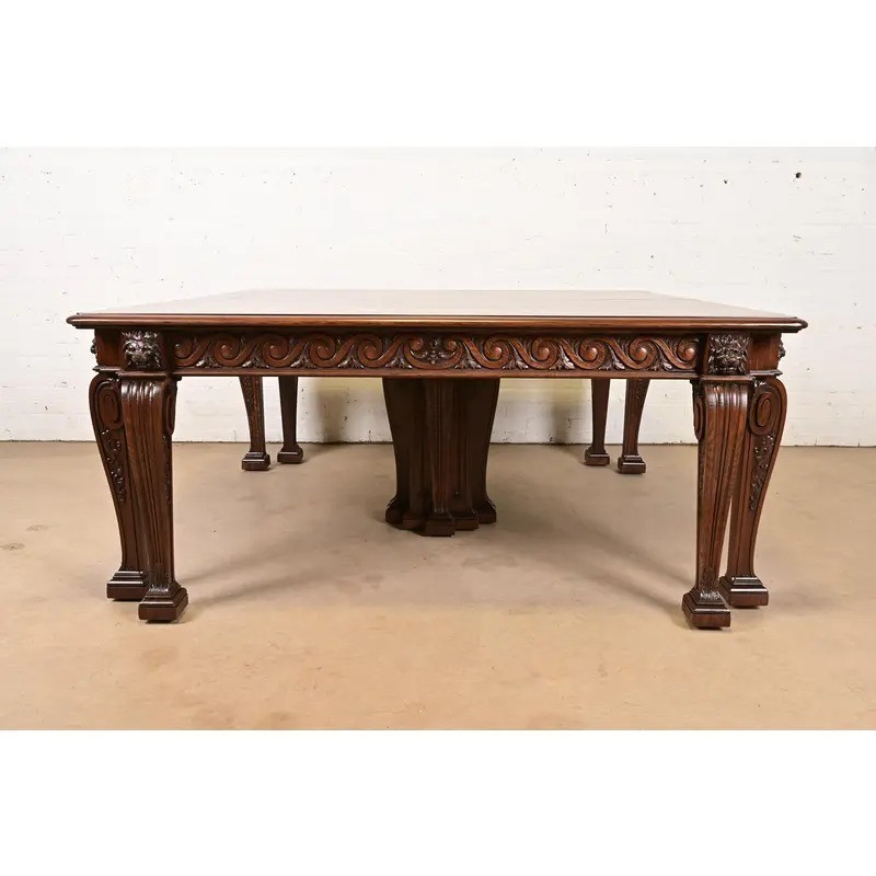 R. J. Horner Style Victorian Carved Oak Extension Dining Table, Newly Refinished