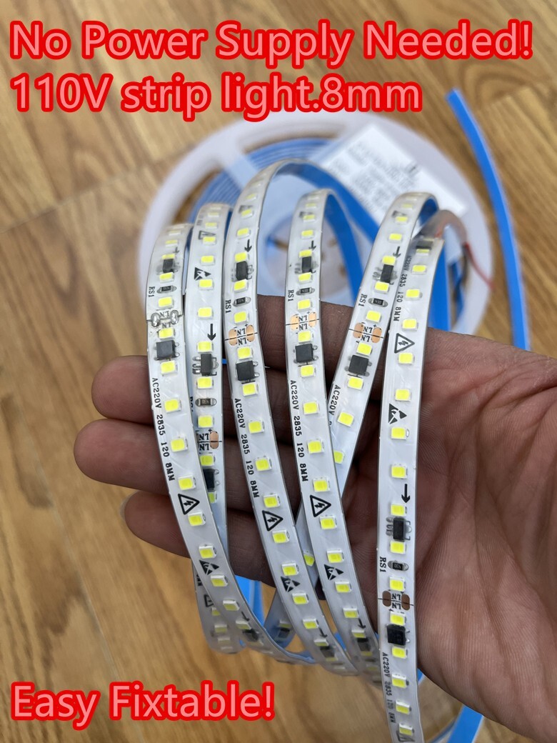 Super Brightness Ultrathin 110V LED Strip light.No Powersupply Needed!Easy Fix!