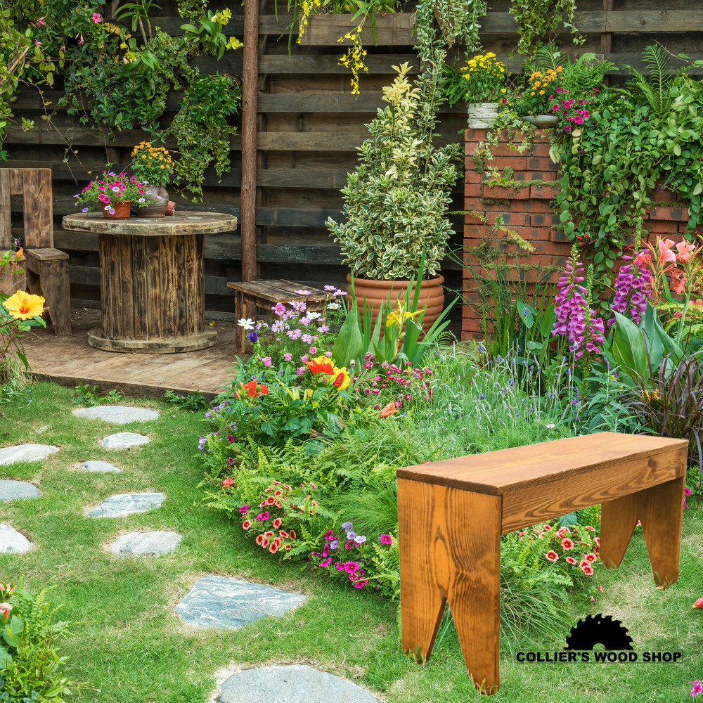 Rustic Wood Bench Solid Wood Top Brown With Polyurethane Clear Coat