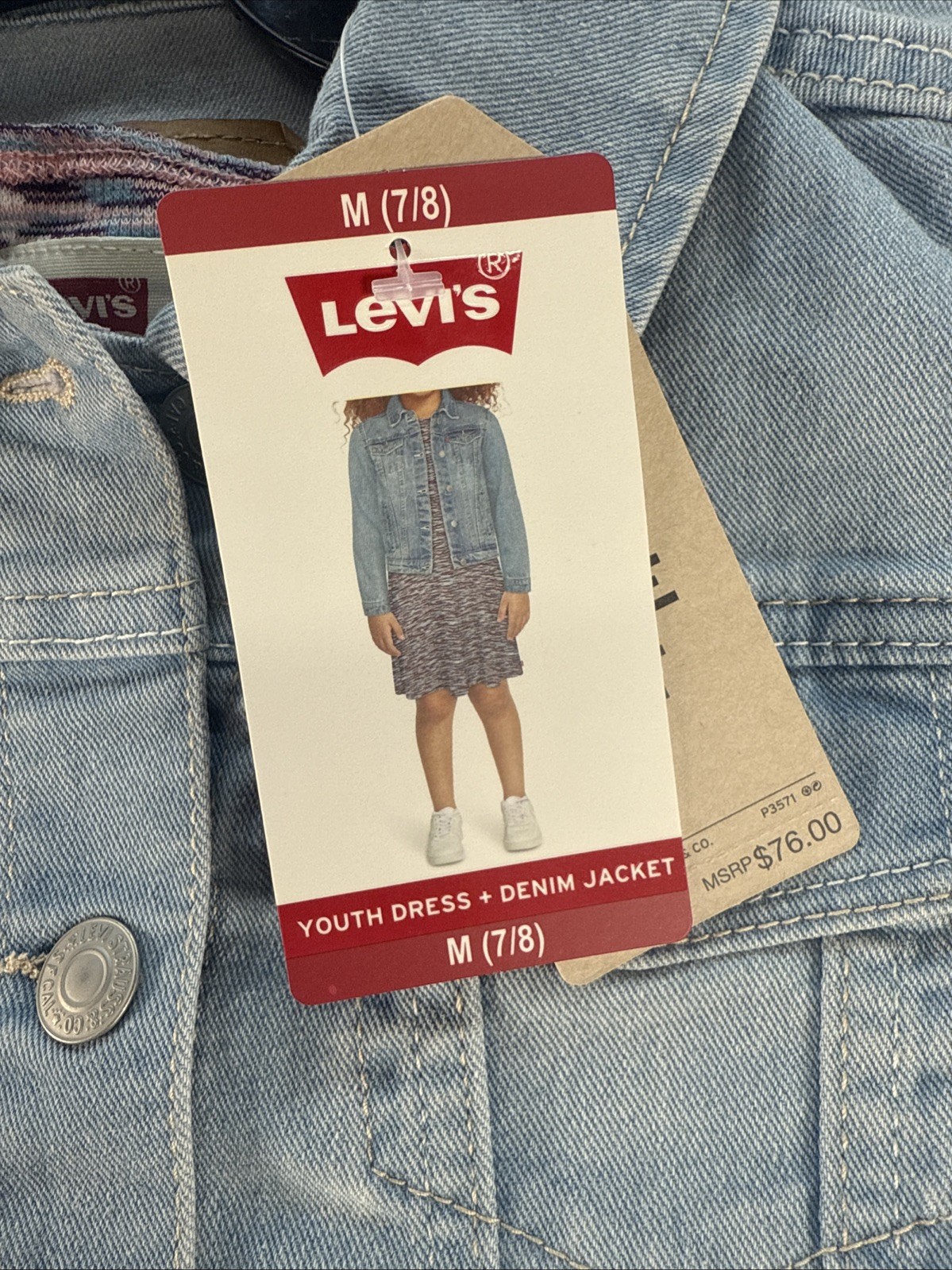 Levi's Denim Jacket and Dress Girls Size 7/8 Blue 2-Piece Set