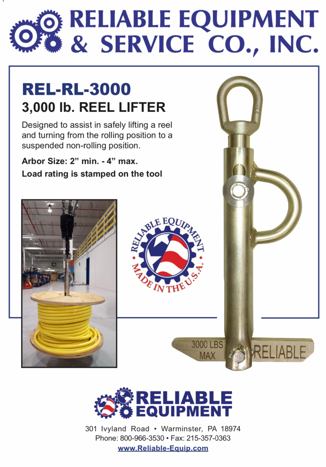Reliable equipment RL-3000 real lifter….3000LB rating….reel thing…NIB!