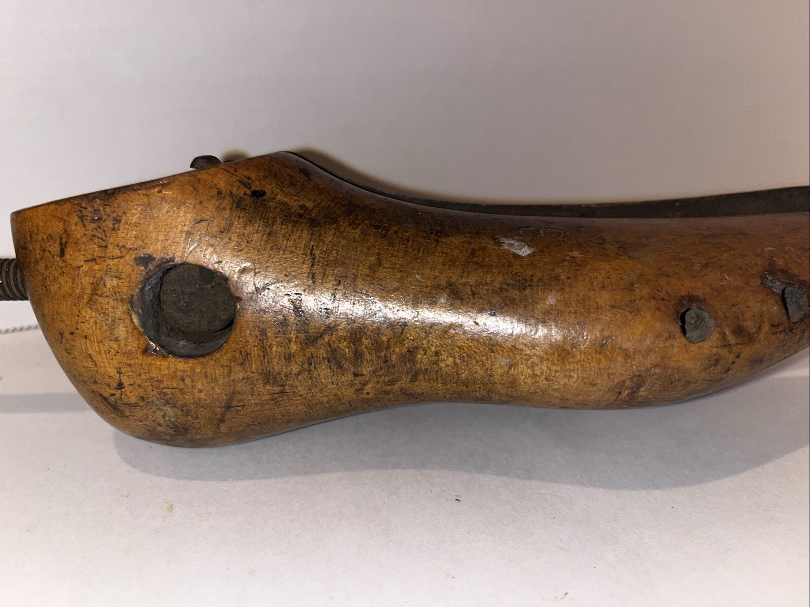 Antique Shoe Stretcher Crank Tree Authentic Marks Wood & Metal