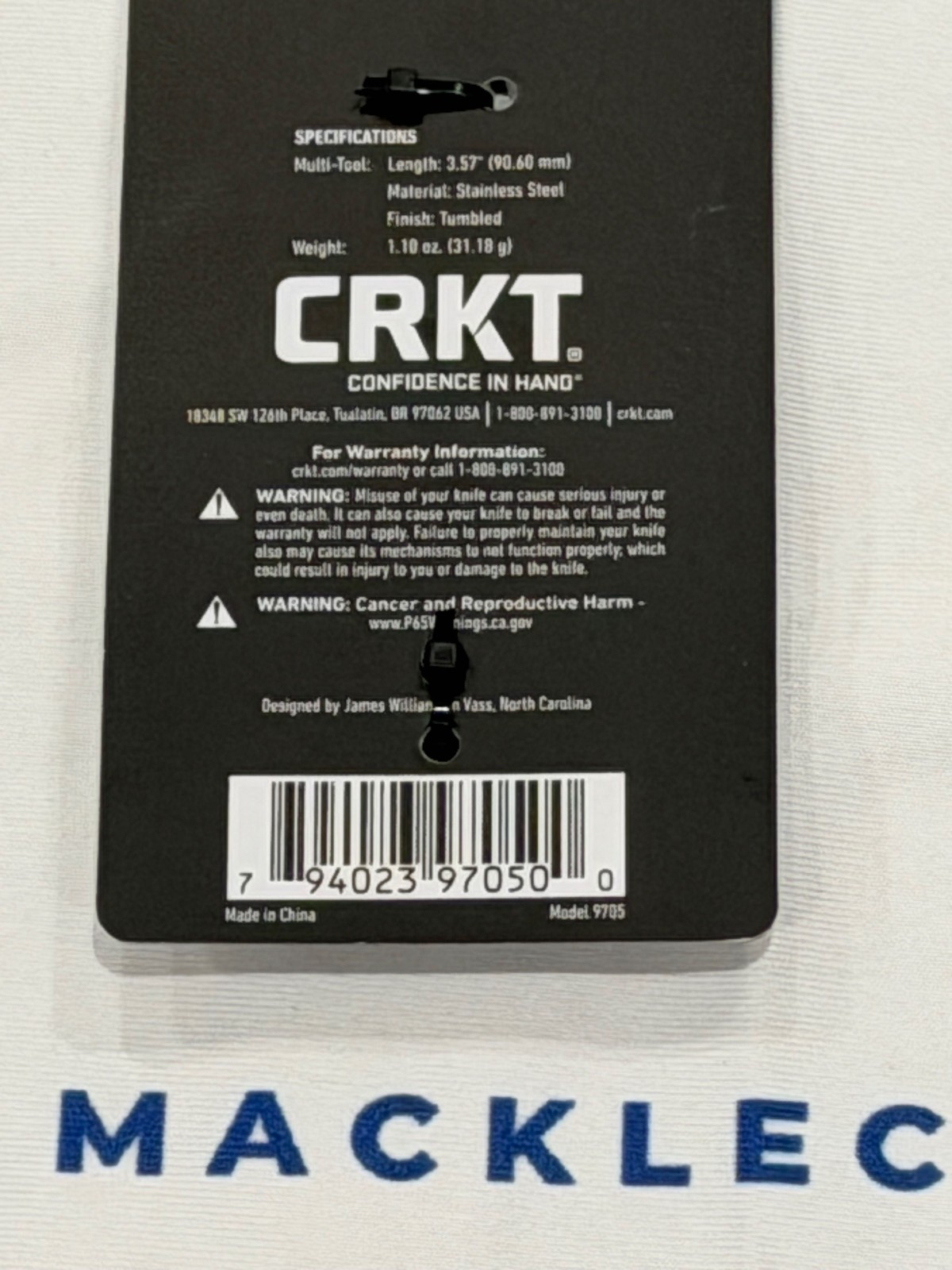 CRKT 9705 Williams Defense Key Tool Phillips Screwdriver EDC Tactical Defense