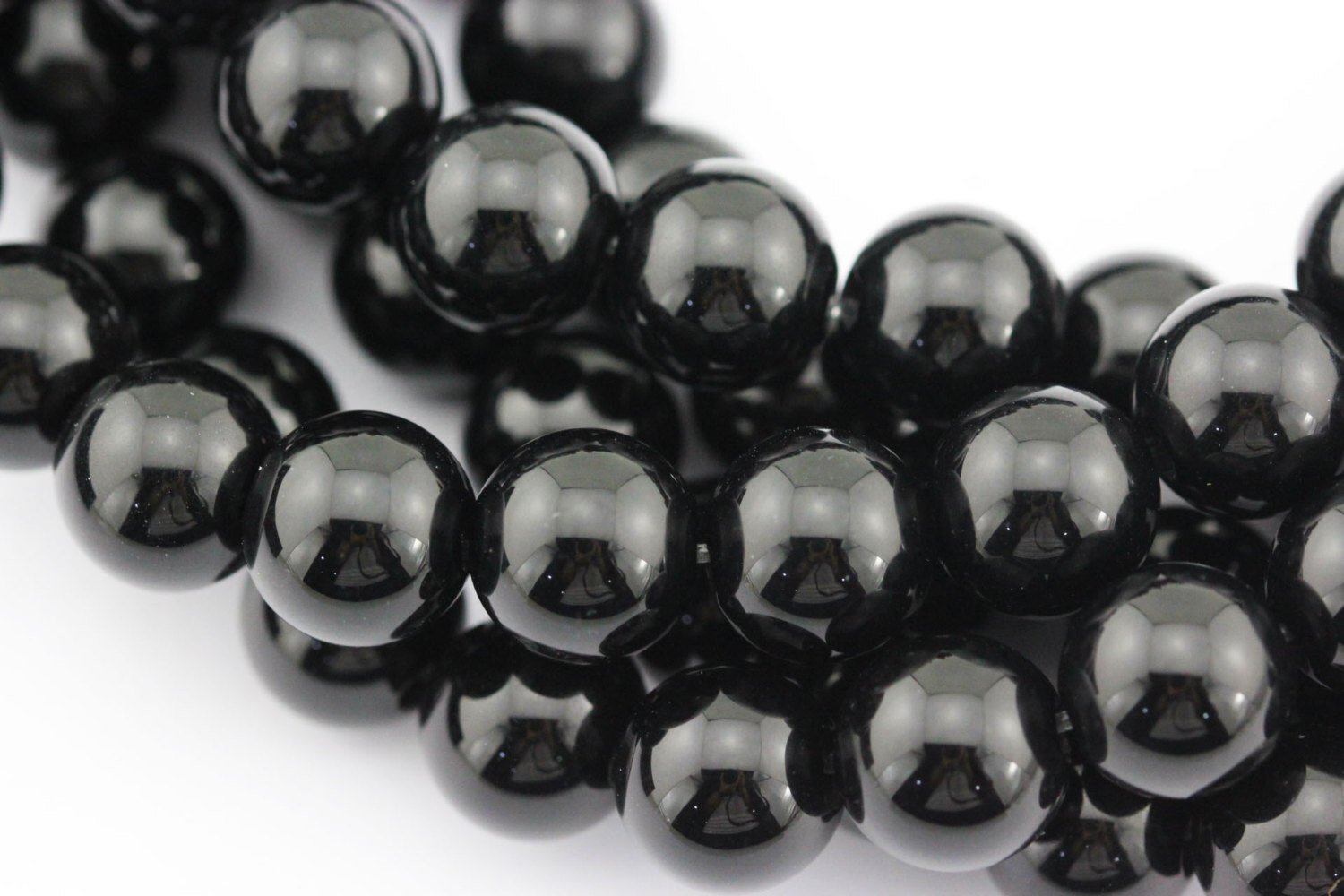 Black Onyx Smooth Round Beads 4mm 6mm 8mm 10mm 12mm 14-20mm 15.5" Strand