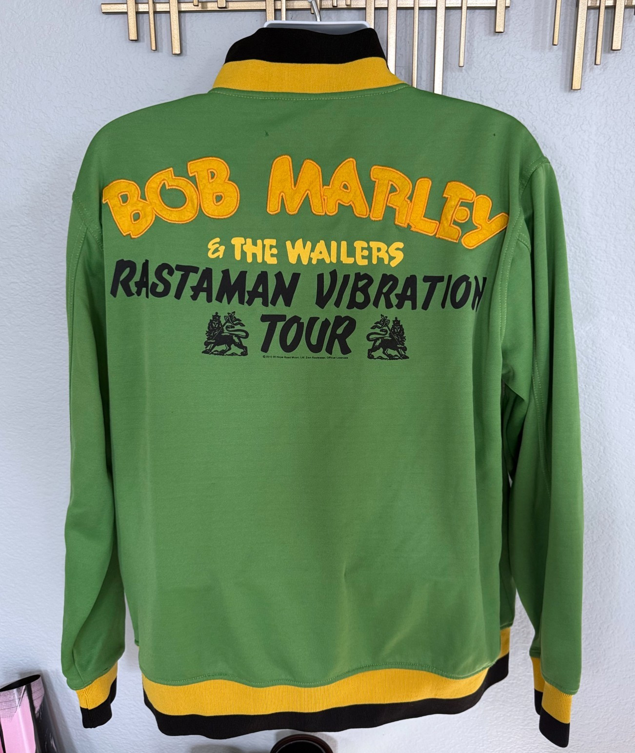 BOB MARLEY & the WAILERS RASTAMAN CATCH A FIRE GREEN JACKET VIBRATION TOUR SZ XL