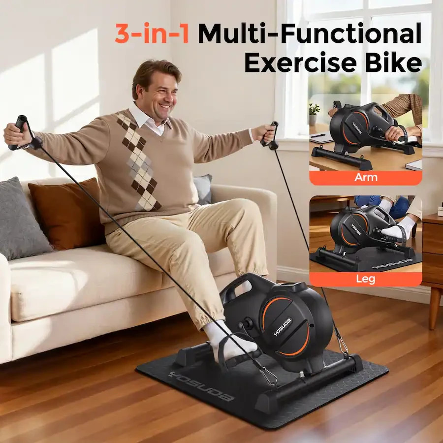 Under Desk Bike Pedal Exerciser - Magnetic Mini Exercise Bike, Desk Pedal Bike