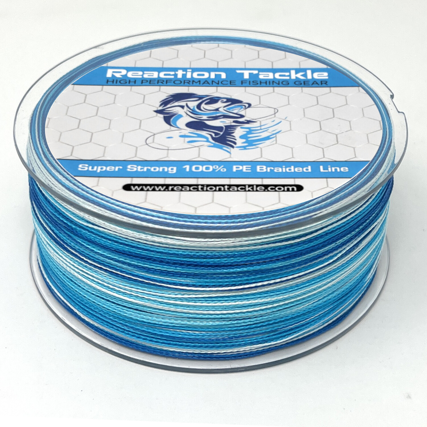 Reaction Tackle Braided Fishing Line / Braid - Blue Camouflage / 4 and 8 Strands
