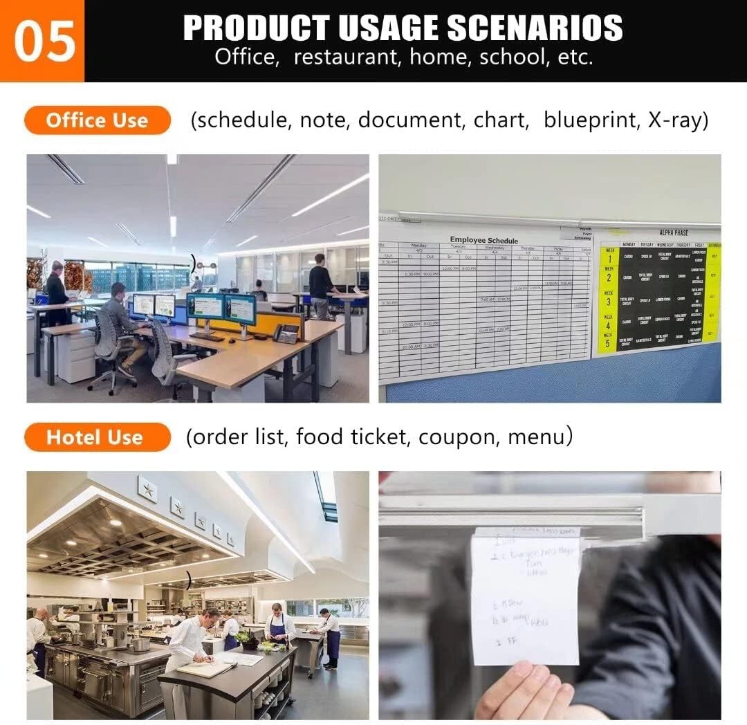 1 Pack Magic-Clip Display Rail 12 in. for Picture, Photo, Restaurant Ticket, Doc