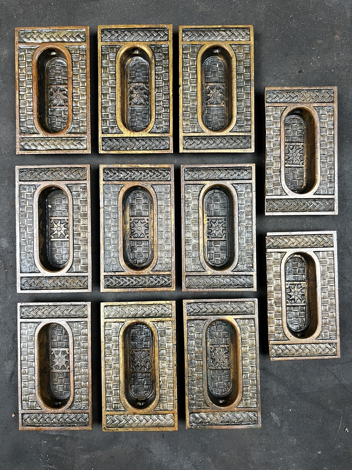 4 Hopkins & Dickinson 1883 Basket Pattern Recessed Window / Sash Pulls D-11100