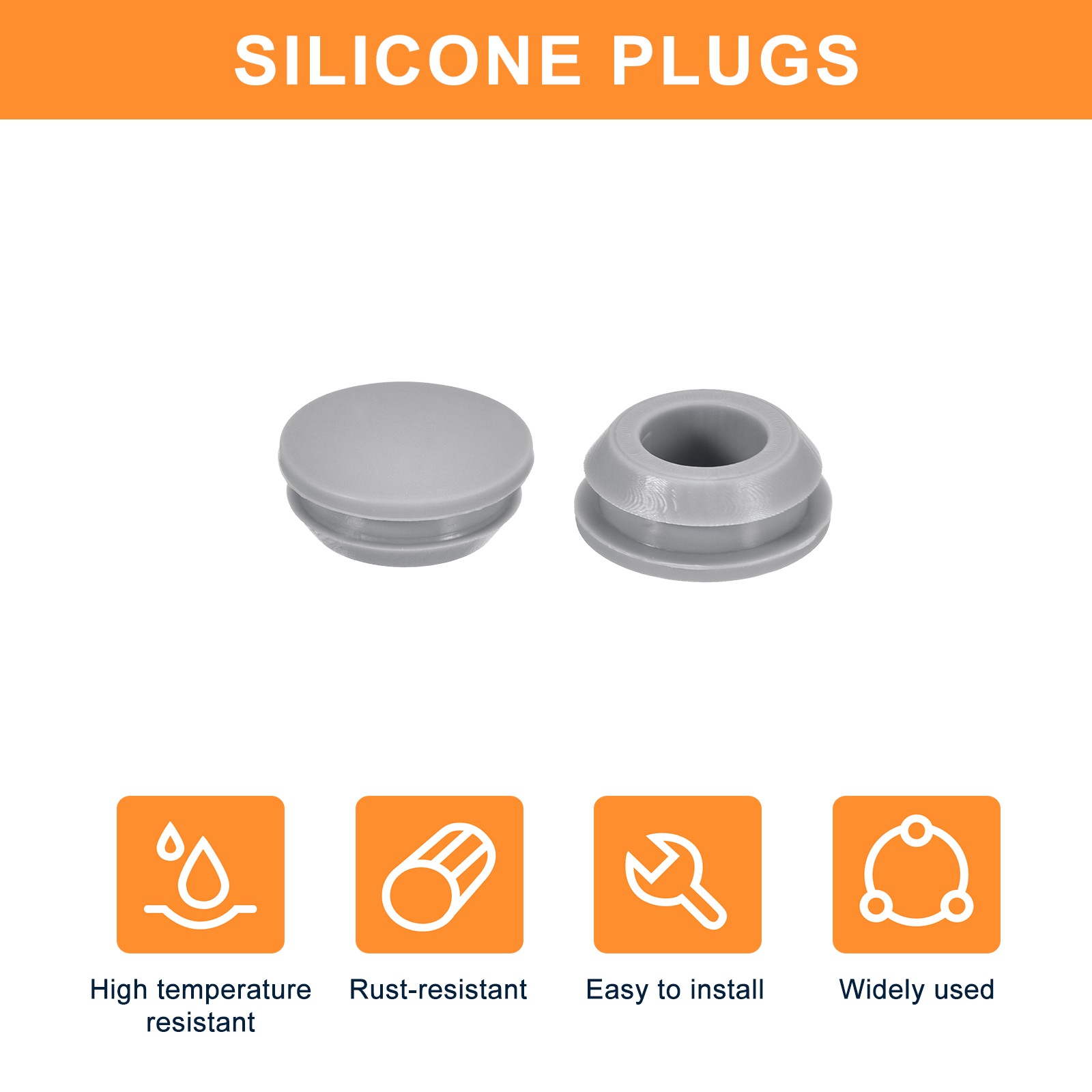 15Pcs Silicone Plugs Rubber Round Hole Plugs for 12-13mm Hole Grey
