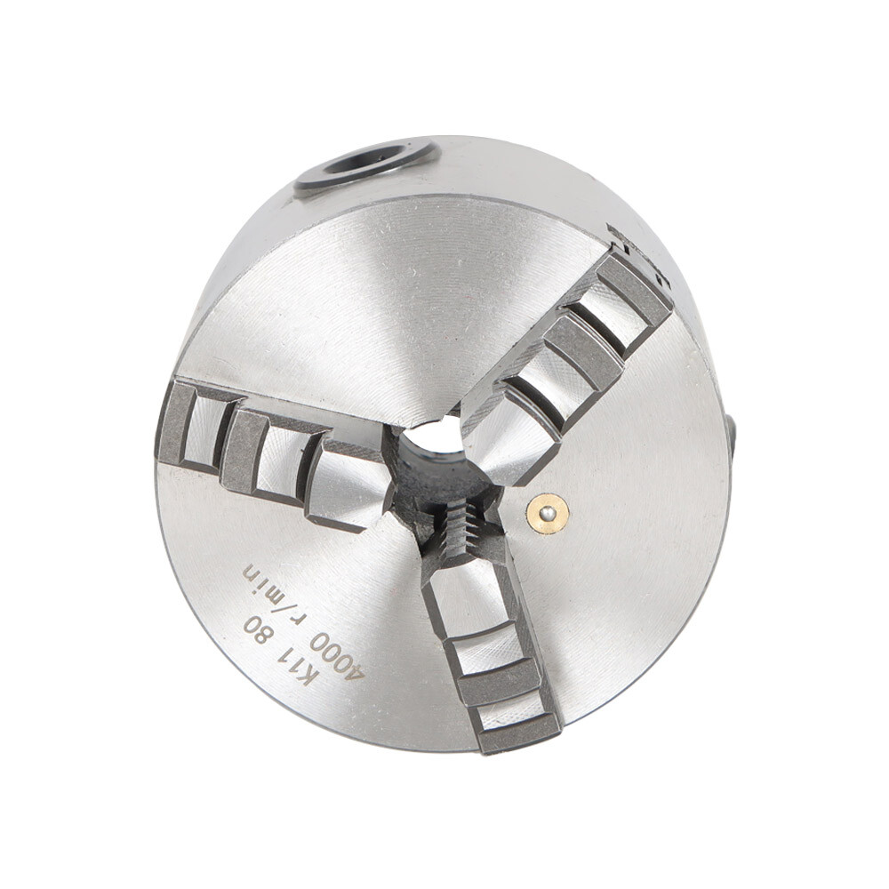 Lathe Chuck K11-80 3" 3-Jaw Self-Centering Design 80mm Steel Grinding Jaw