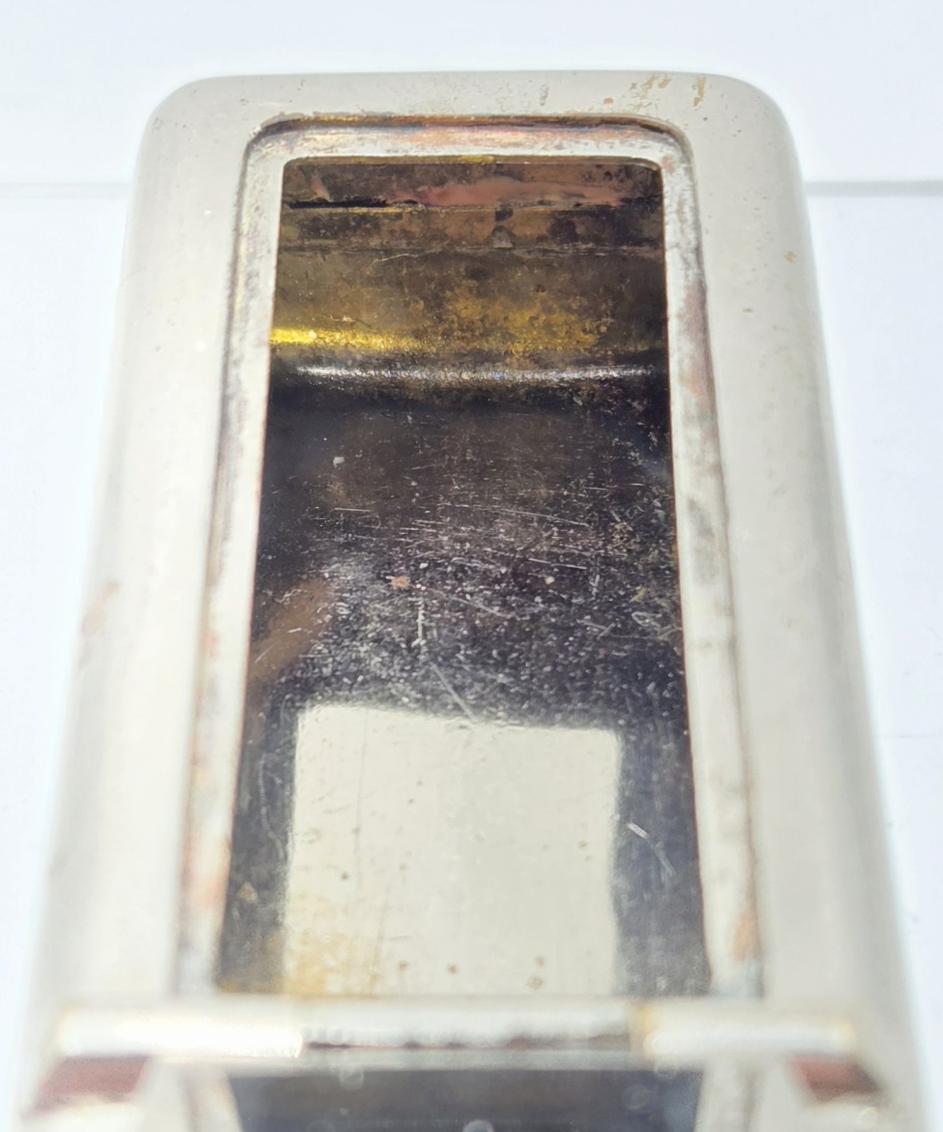 WWI Era Nickel-Plated Brass Trench Vesta Case – Rare Match-Holder Lid – MINT...