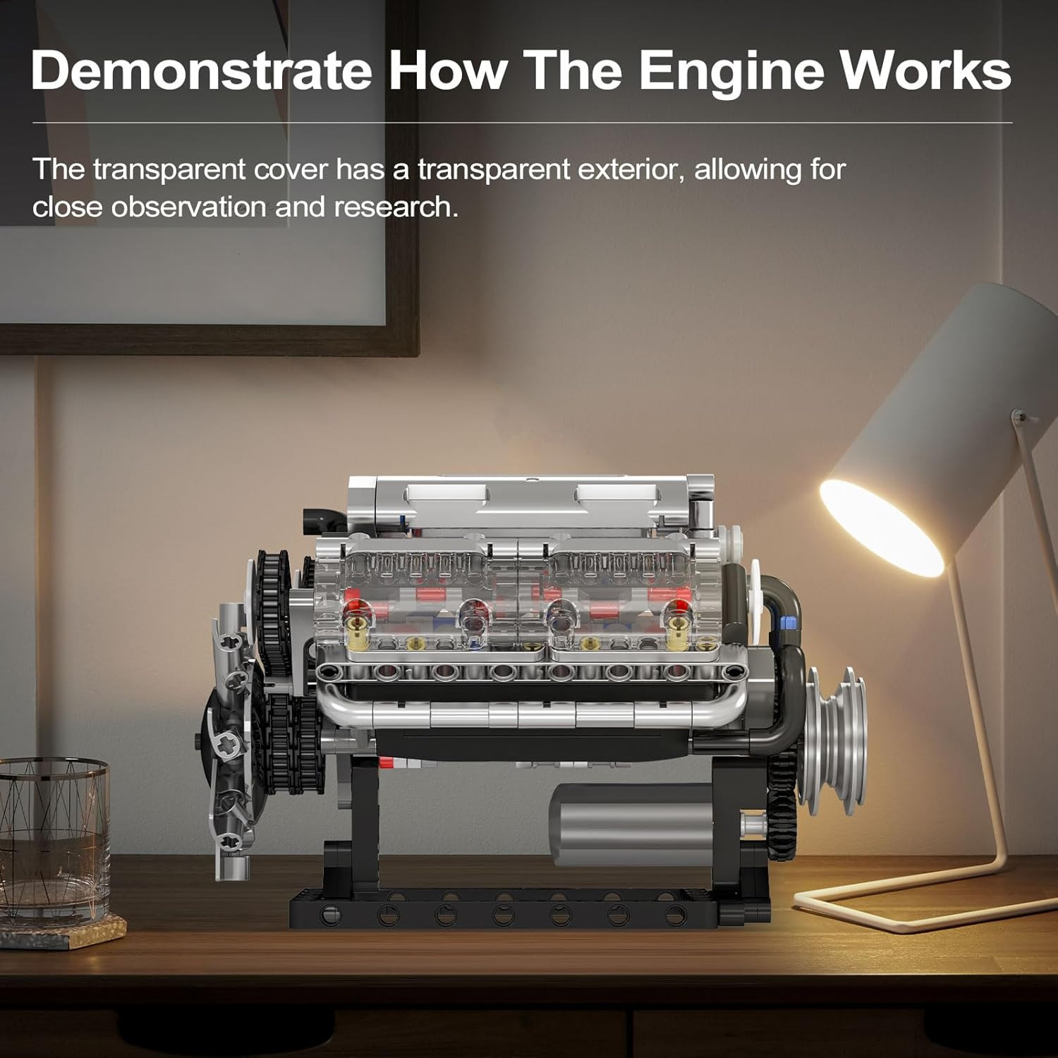 DIY V8 Engine Model Kit for Adults, Working Mechanical STEM Toy 535 Pcs-USA SHIP