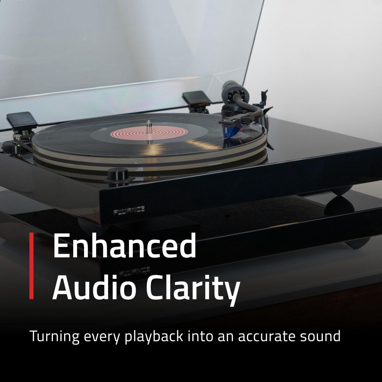 Fluance IB40 Turntable Isolation Base Anti-Vibration Wood Platform, Bubble Level