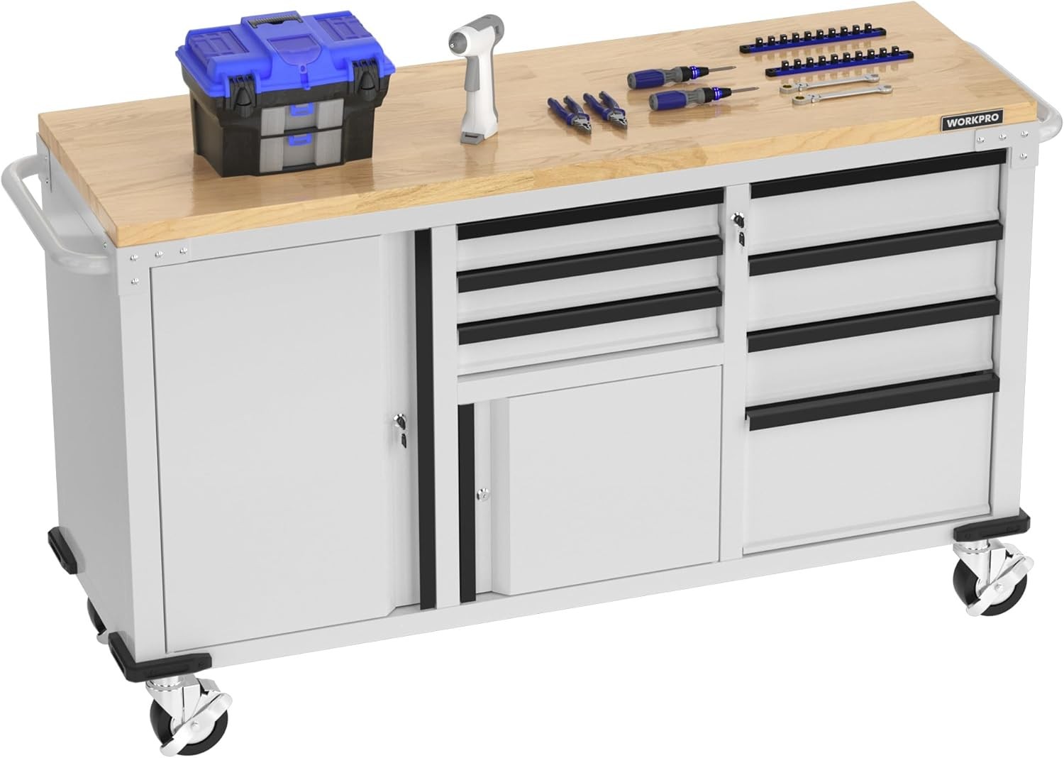 WORKPRO 62" 7-Drawers Heavy Duty Rolling Tool Chest Mobile Tool Storage Cabinets