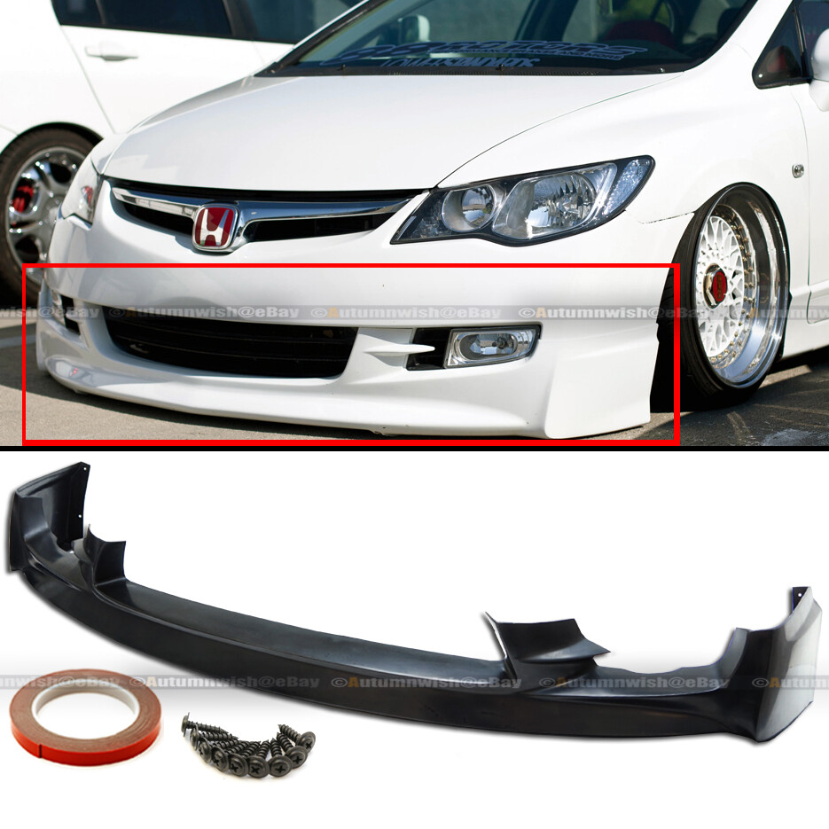 Fit 09-11 Honda Civic 4Dr Sedan PU Mugen Front Bumper Lip Spoiler Bodykit