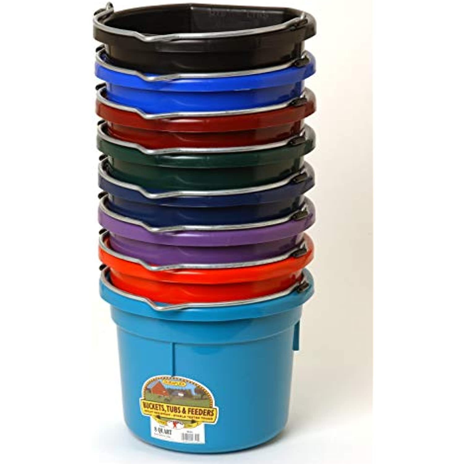 Little Giant Plastic Animal Feed Bucket (Black) Flat Back Plastic Feed Bucket