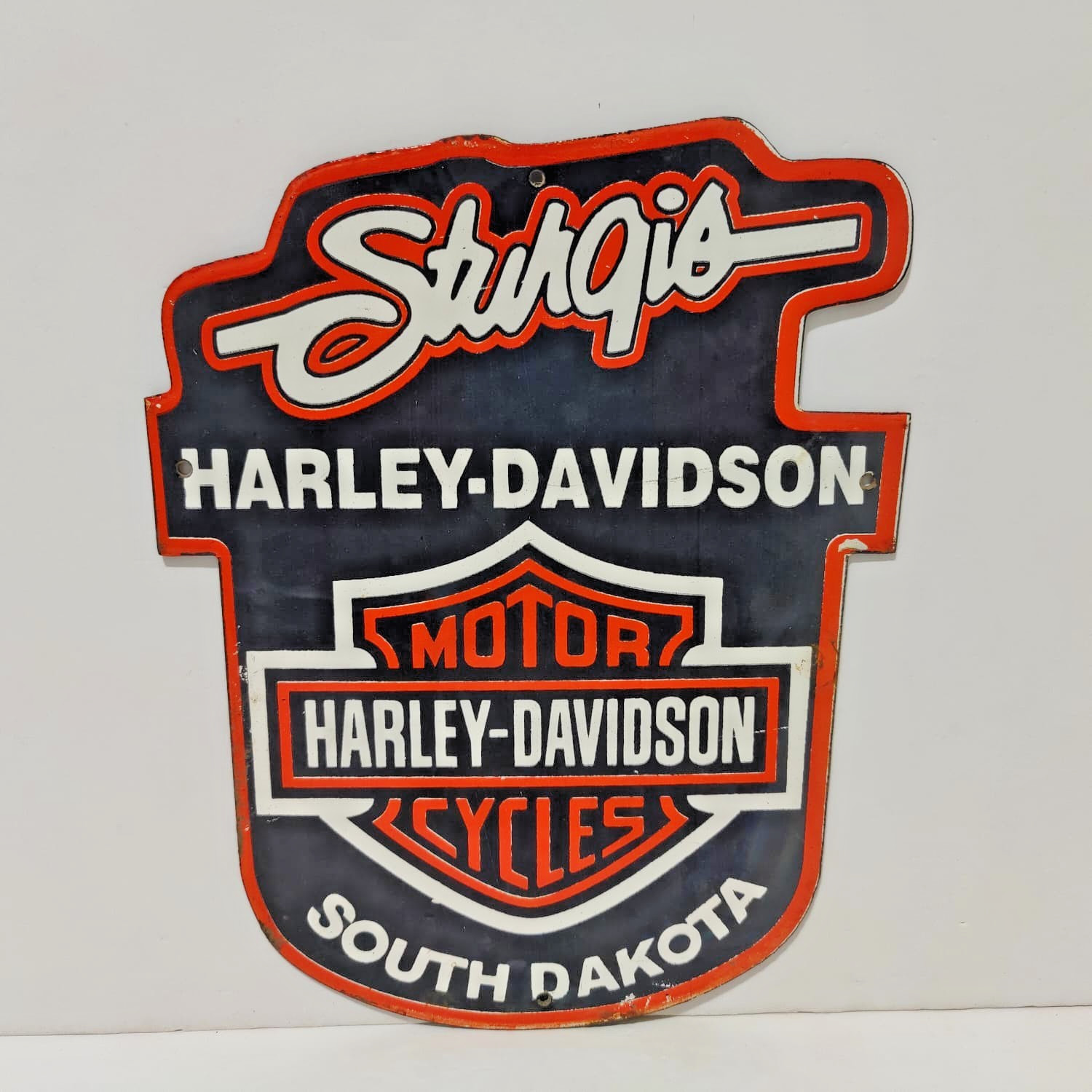 Vintage HARLEY DAVIDSON Sturgis South Dakota Porcelain Enamel Metal sign 10" x 8