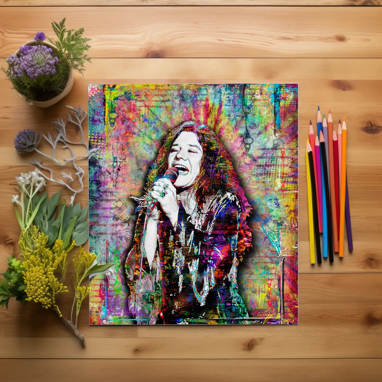 JANIS JOPLIN HIPPIE 16x20in Poster Janis Joplin Tribute Print Free Shipping US