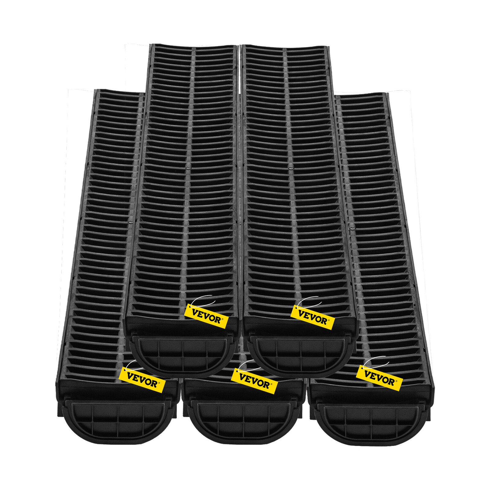 VEVOR Drainage Trench Driveway Channel Drain Kit Plastic Grate-5.8"x3.1"-5 Pack