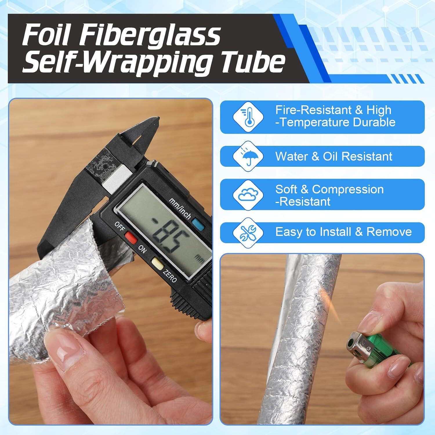 1/2"ID Adjustable Silver Wire Heat Shield For Car & Auto Wire Loom Line Cable