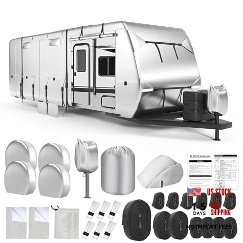 Oxford RV Cover,27-30 Ft Travel Trailer 420D Fits 27-30 ft Grey - Oxford Cloth