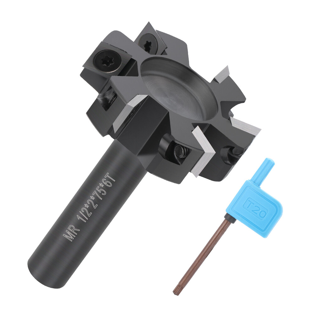 CNC Spoilboard Surfacing Router Bit 1/2" Shank 6-Wings Planing Bit for Wood