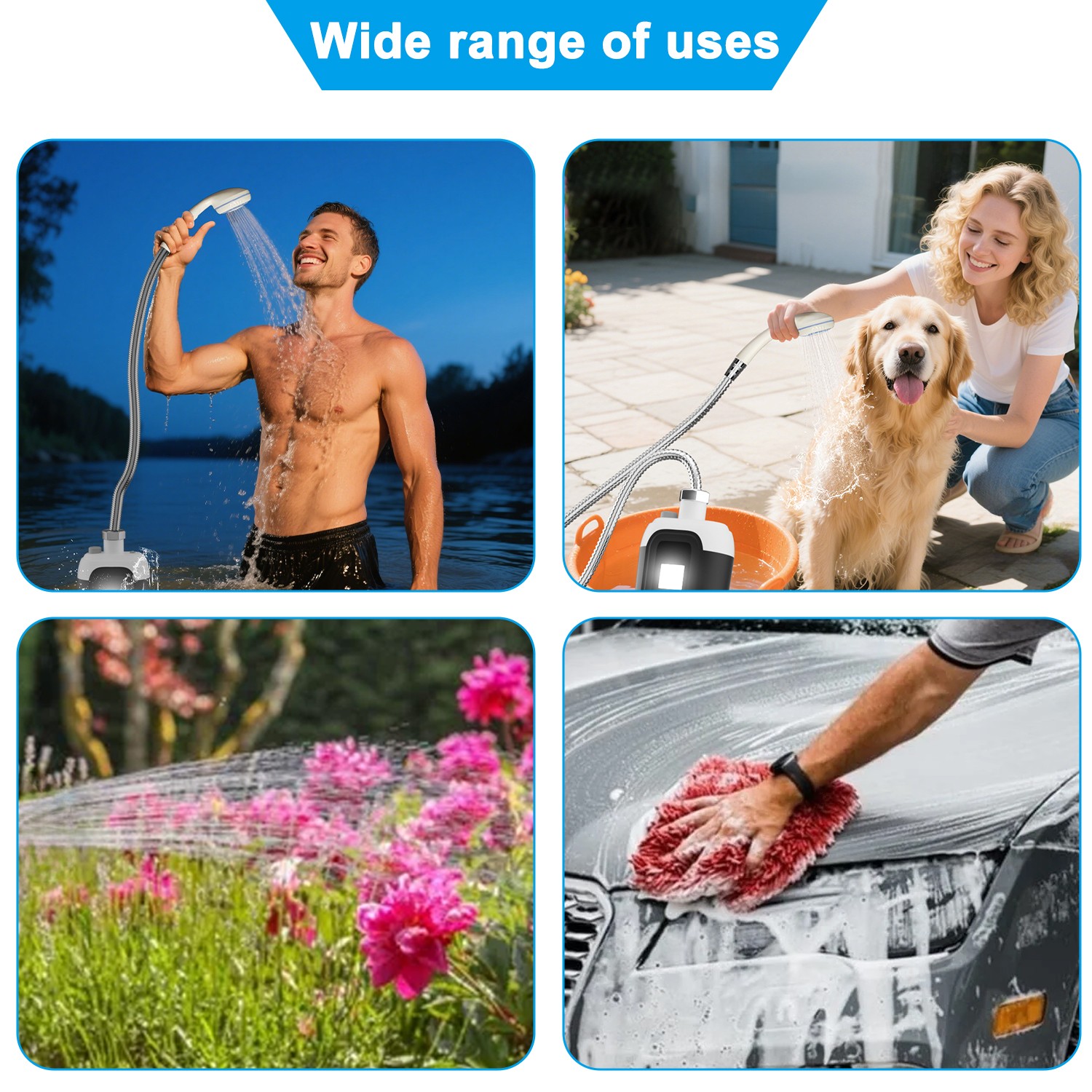 Portable Camping Shower Rechargeable Outdoor Camp Pump for Hiking Travel