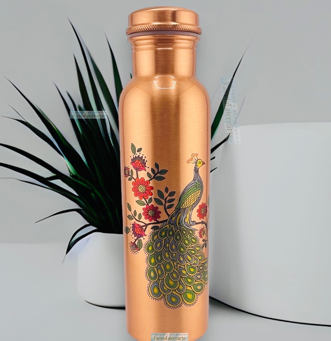 Pure Copper Water Bottle. Hand Crafted Premium Quality- 32 FL Ounces. USA Ship.
