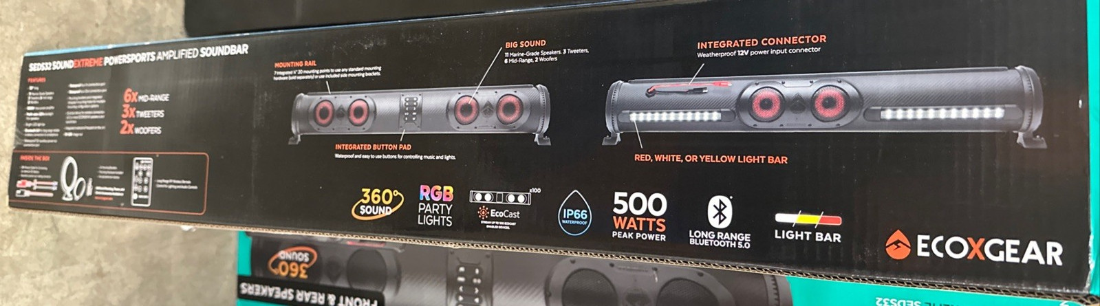 Ecoxgear 32" Extreme Sound Bar For ATV Bluetooth Lighting Waterproof