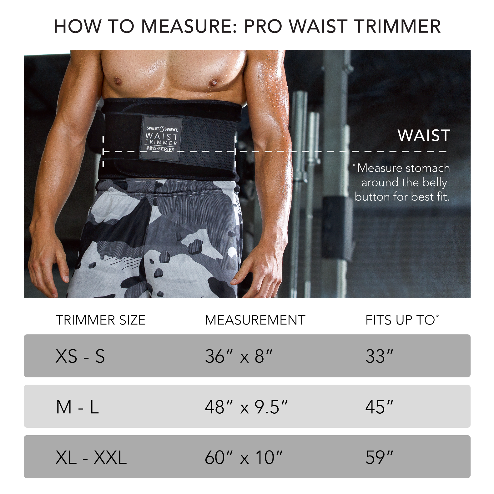 Sweet Sweat Waist Trimmer Pro - Black / White XL XXL (56 x 9.5") 3.5 - 4mm thick