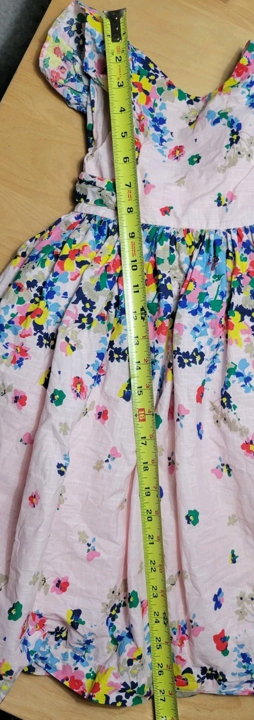 Mini Boden Girls Floral Printed Bow Back Midi Dress In Blossom Pink 4-5 Y