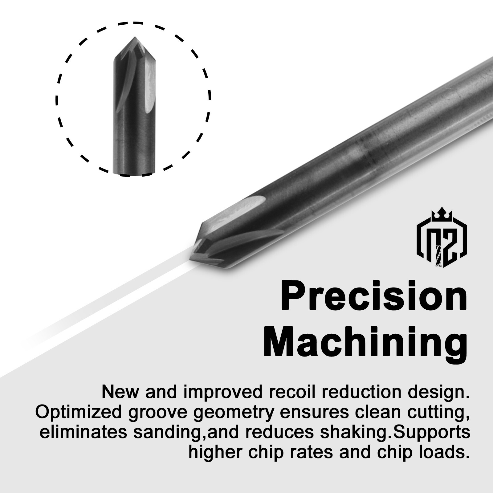 10PCS 1/4" 4 Flute 90 Degree Carbide Chamfer Mills - Single End - AlTiN Coated