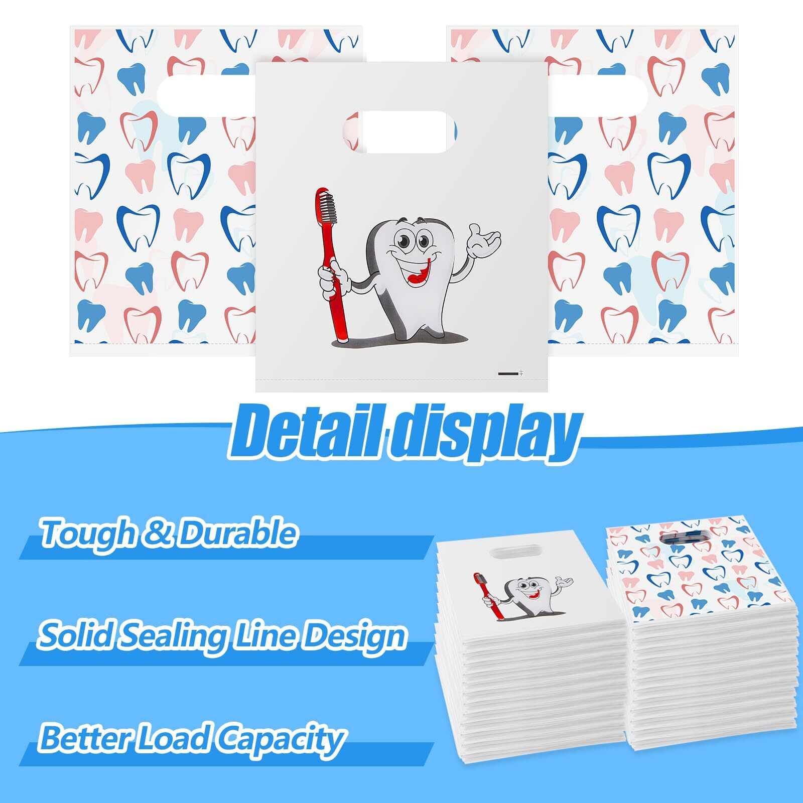 200 Pcs Dental Tooth Merchandise Goodie Bags for Dentist Patient Care Clinics
