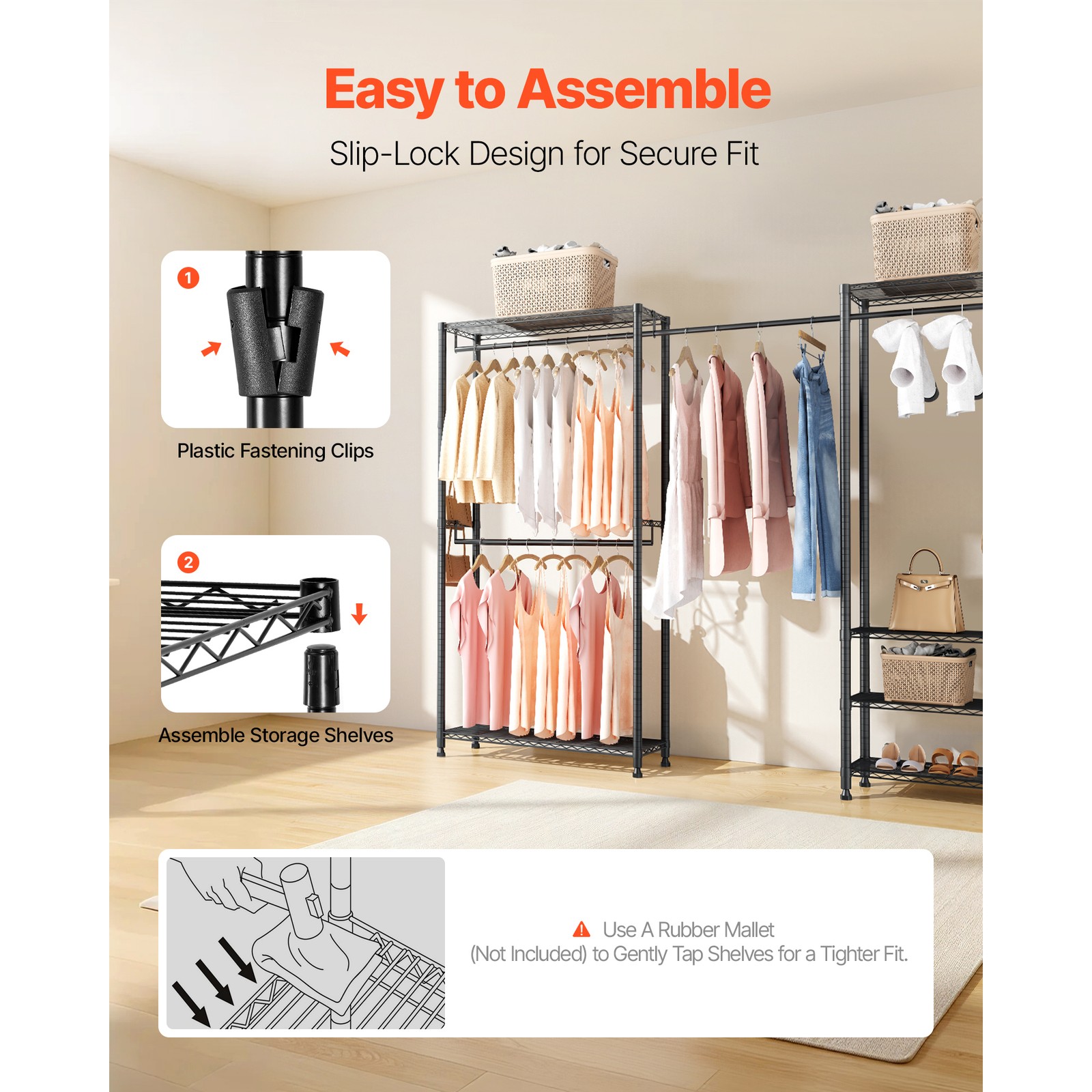 Uimoso Freestanding Closet Organizer with Durable Carbon Steel Frame