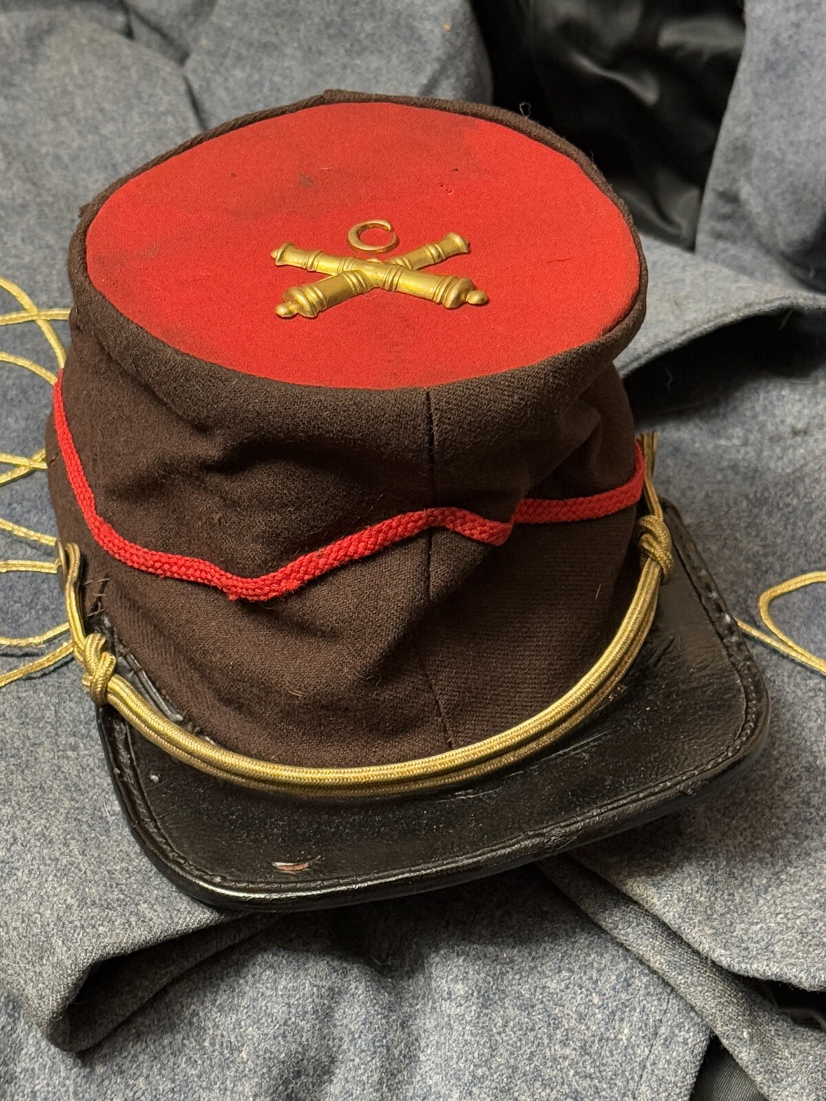 AUTHENTIC CIVIL WAR CONFEDERATE CSA HEAVY ARTILLERY CO. C FORAGE CAP HAT KEPI