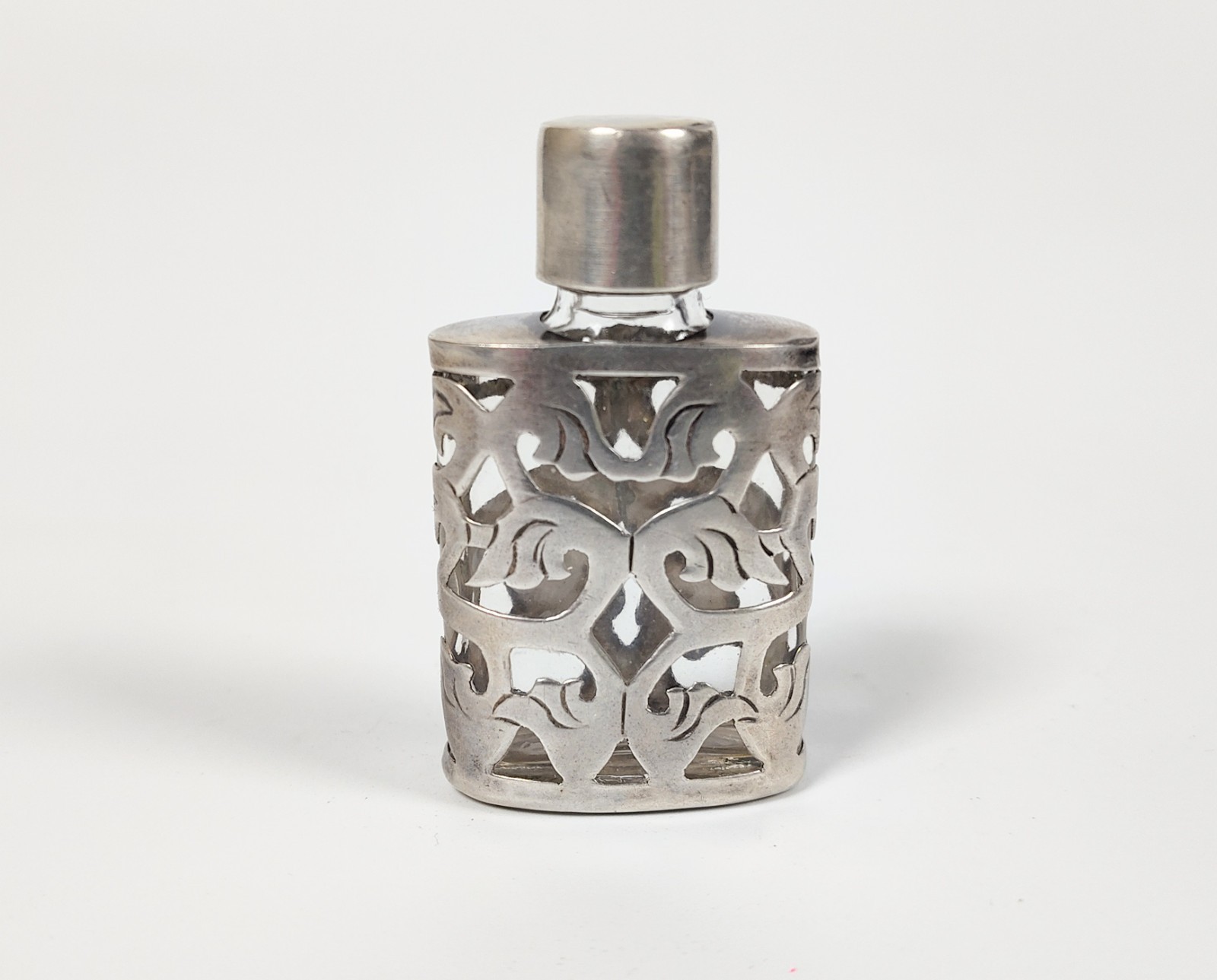 Vintage Taxco Mexico JJC Sterling Silver .925 Miniature Floral Perfume Bottle