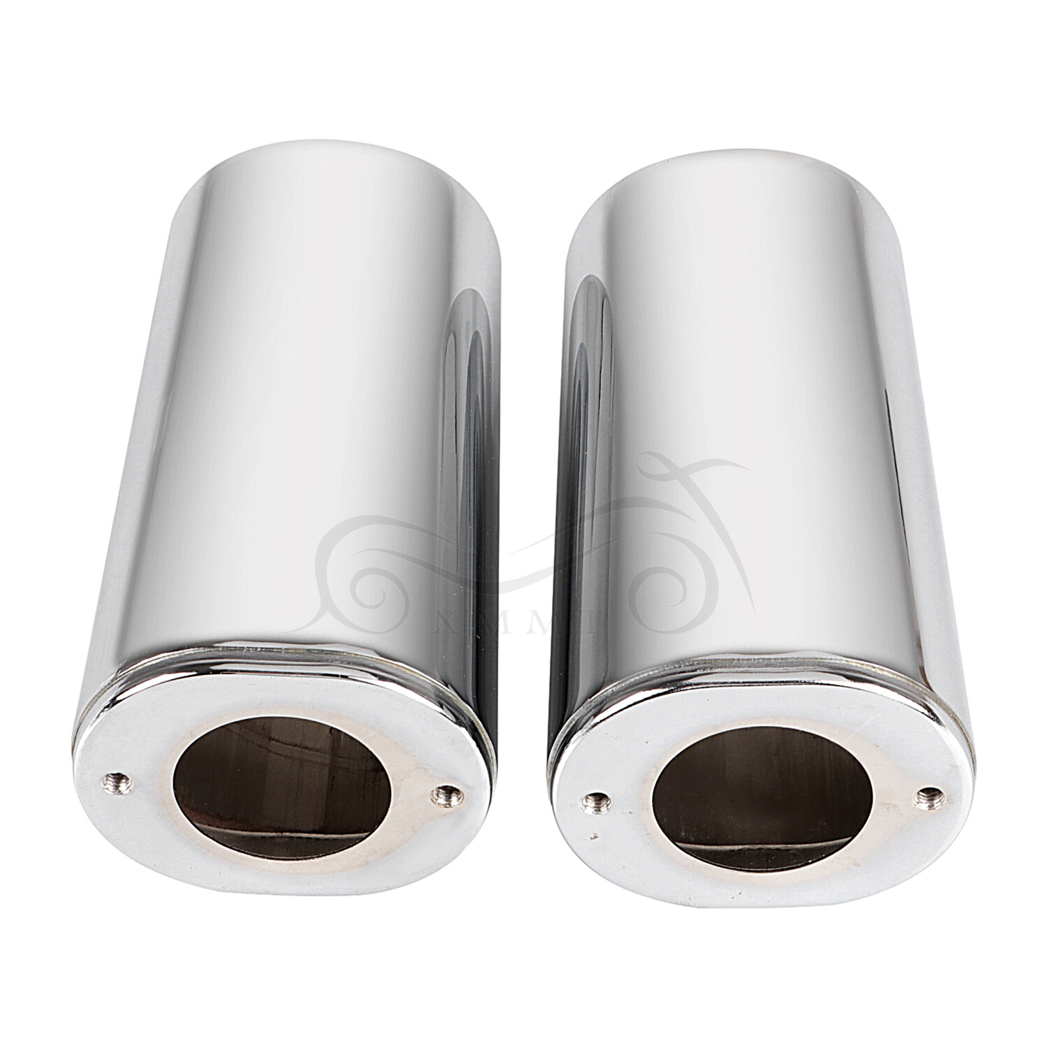 Chrome Fork Boot Slider Cover Cow Bells For Harley Street Glide Road King FLHR