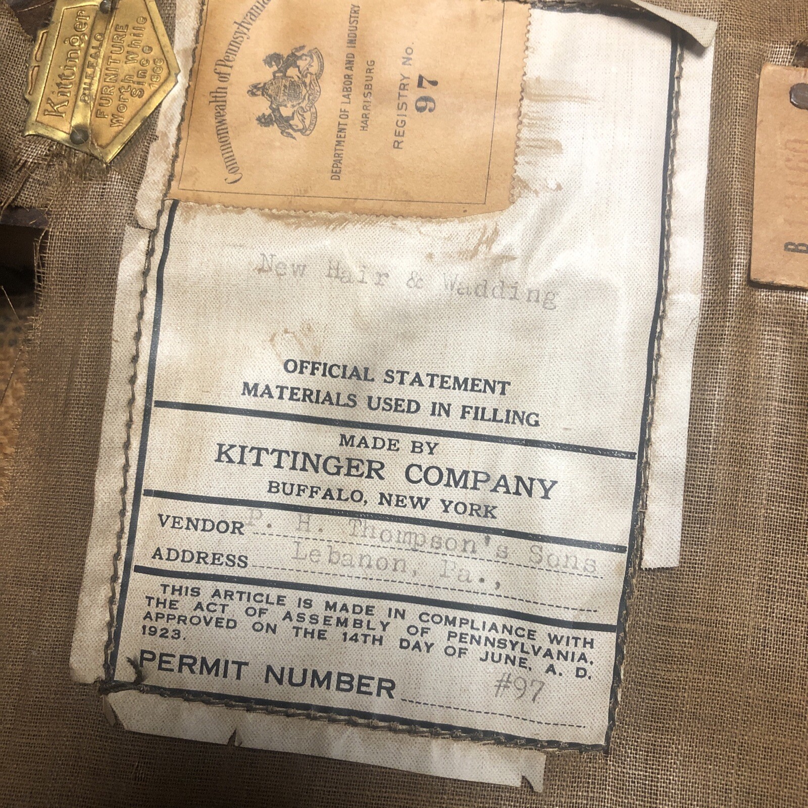 Antique Wood KITTENGER Footstool Ottoman Embroidered Needlepoint Flowers Rare